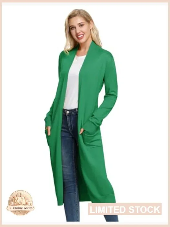 Long Knitted Cardigan Sweater Open Front Maxi Lightweight Chic Essential - Picture 2 of 7